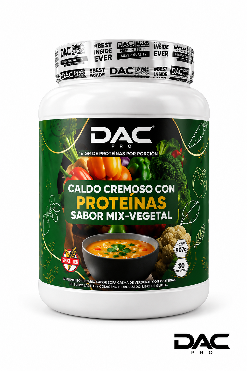 Sopa Proteica DAC PRO Libre de Gluten — 16g Proteína | Comida Rápida Saludable